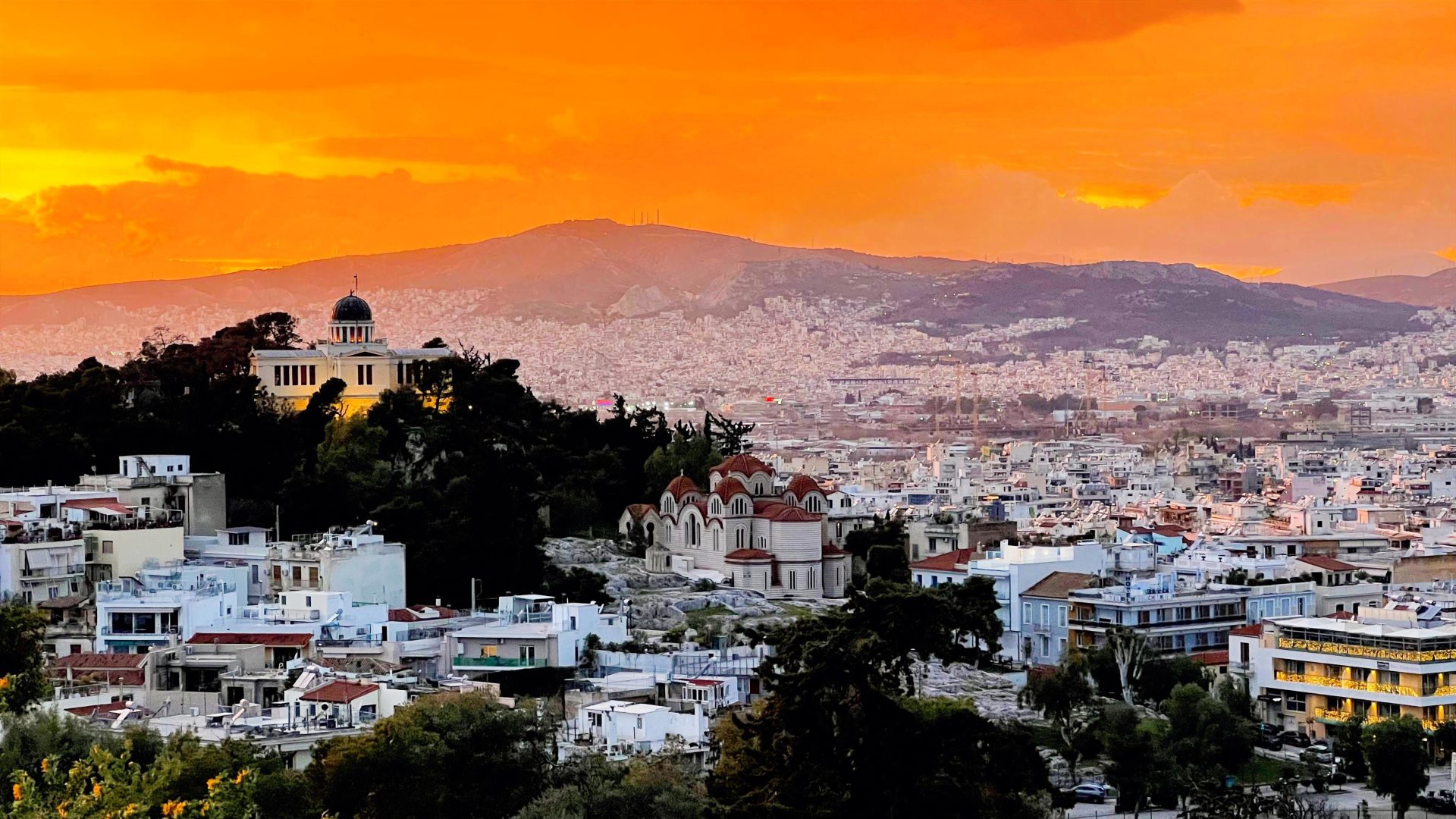 Atardecer desde el Aerópago, Atenas.