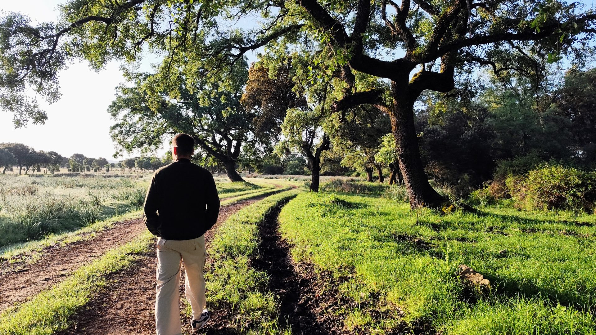 Aarón paseando por la Raña de Cabeñeros.